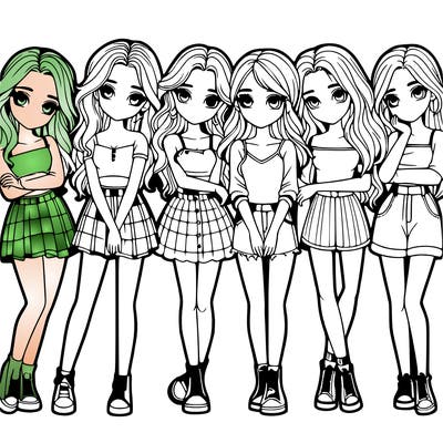 a group of girls realistic