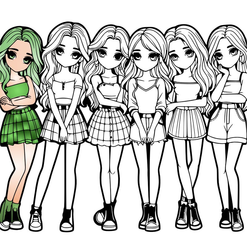 a group of girls realistic