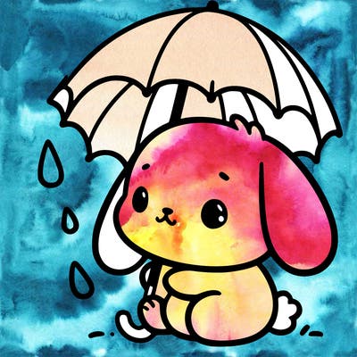 cute bunny with a tiny umbrella
