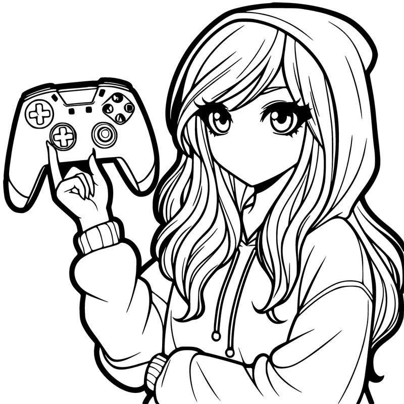 girl with hoodie with a gaming controller in her hand