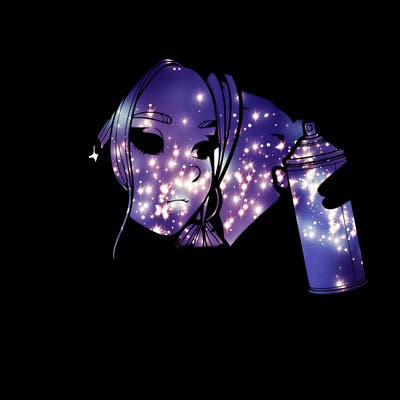 a realistic girl, spray painting