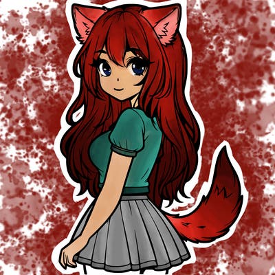 realistic girl with wolf ears and a tail