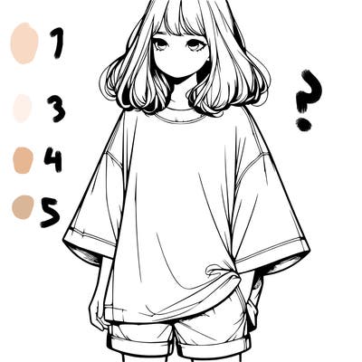 realistic girl with big t shirt and shorts