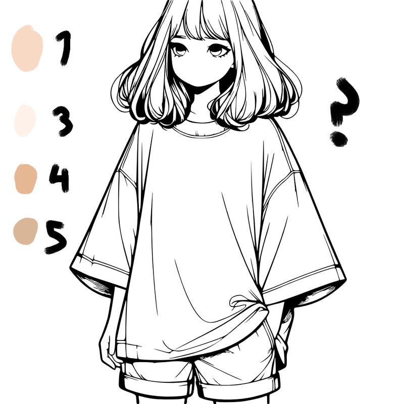 realistic girl with big t shirt and shorts