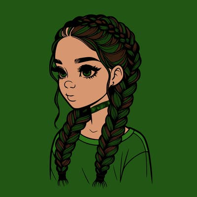 realistic girl with braids