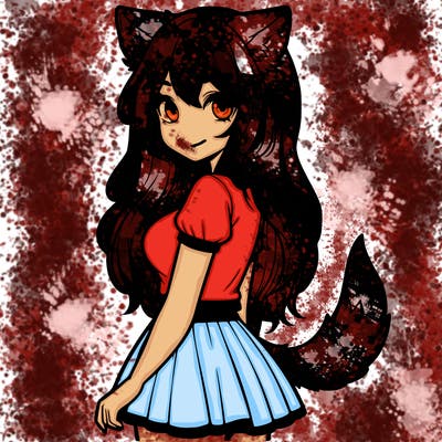 realistic girl with wolf ears and a tail