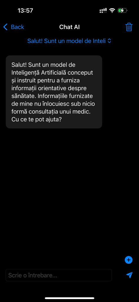 iMedico - iMedico app AI health assistant chat interface with medical disclaimer