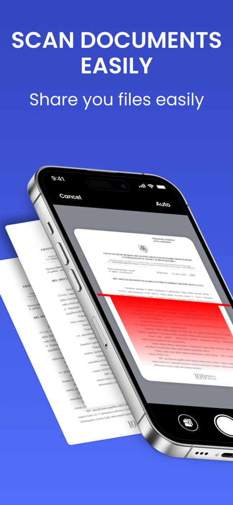 iPrint Scan Smart Printer App - Un iPhone usando la aplicación iPrint Scan para escanear un documento de papel físico