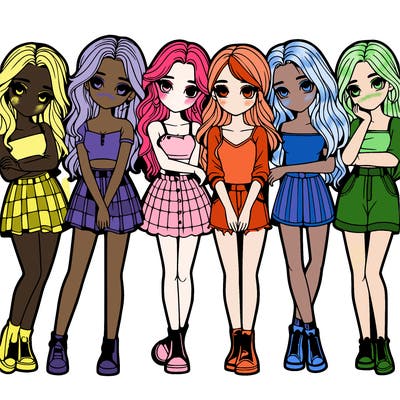 a group of girls realistic