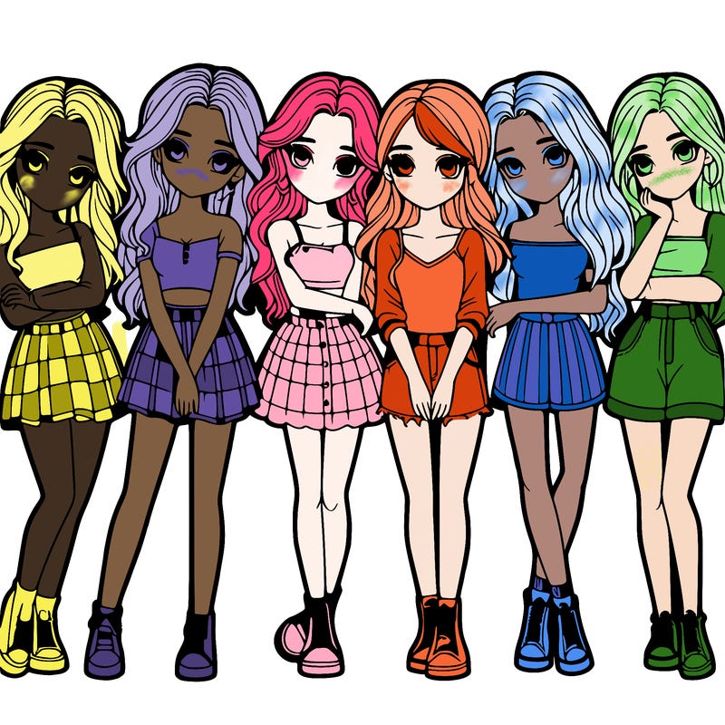 a group of girls realistic