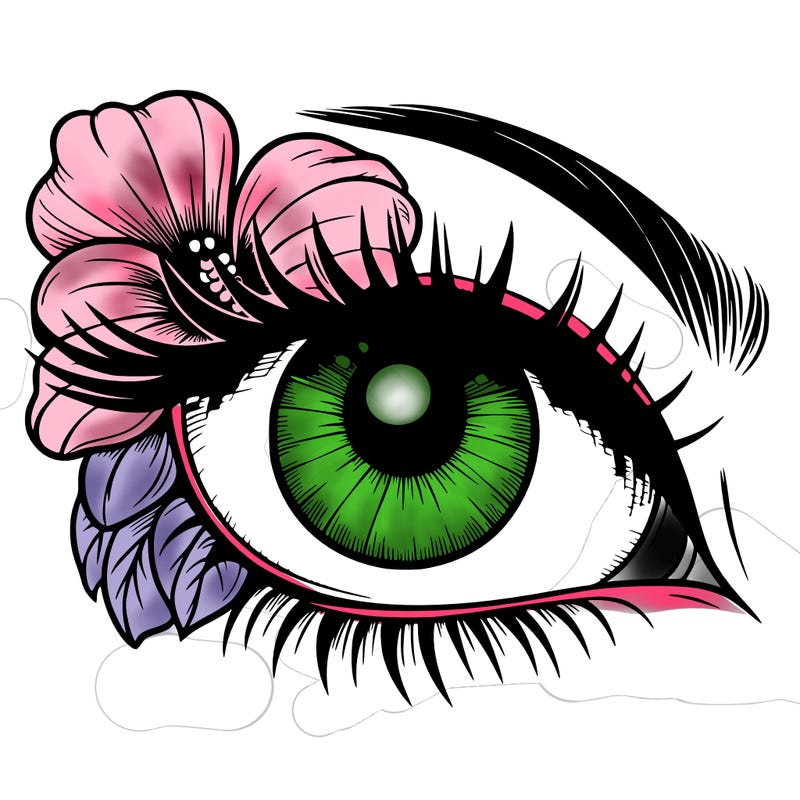realistic eye with flower