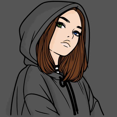 a realistic girl in a hoodie