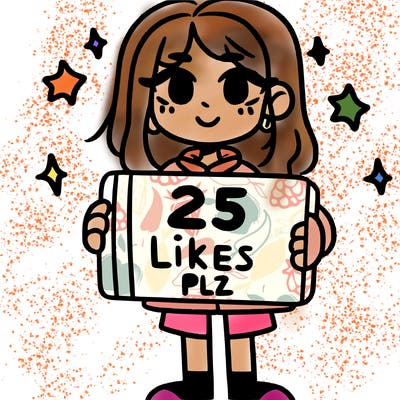 a girl holding up a sign that says 25 likes plz