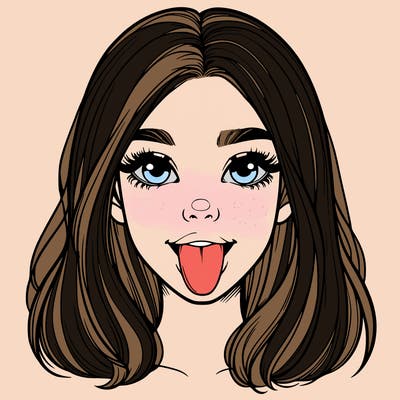 realistic girl with her tongue out