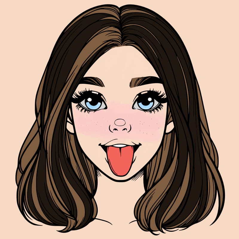 realistic girl with her tongue out