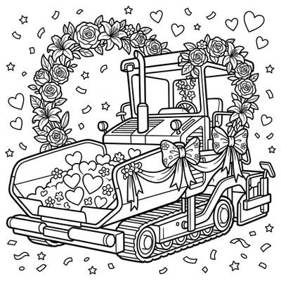 Get ready to pave the way for love with this unexpectedly charming asphalt paver wedding coloring page! Featuring intricate floral decorations and festive details, it's a delightful and unique design for any celebration.