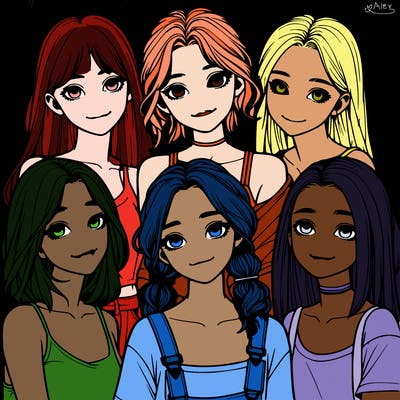 a group of girls realistic