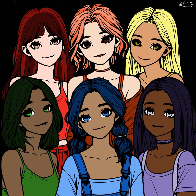 a group of girls realistic