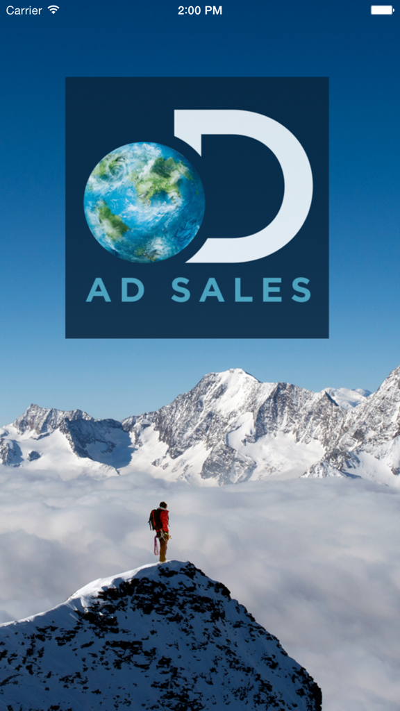 Discovery Events 2.0 - Discovery Events 2.0 app splash screen featuring the Discovery Ad Sales logo over a mountain landscape
