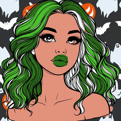 realistic girl with wavy hair and lips