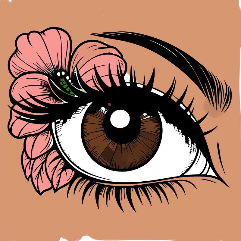 realistic eye with flower