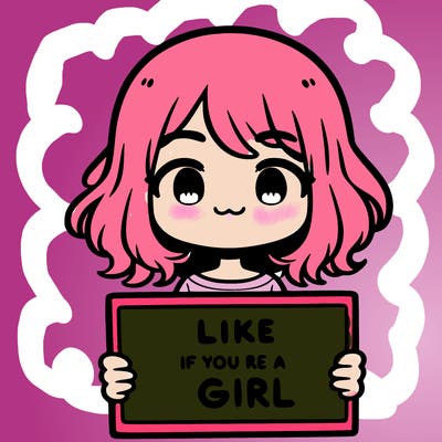 a cute girl holding a sign that says like if you’re a girl