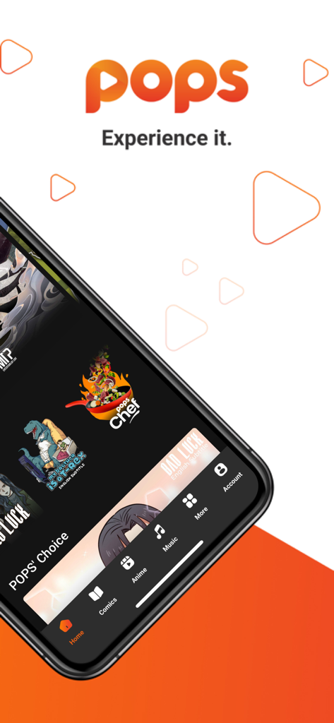 POPS - Your Comic Destination - POPS app home screen showing a variety of comics and anime categories