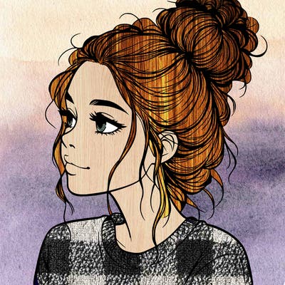 a realistic girl with a messy bun