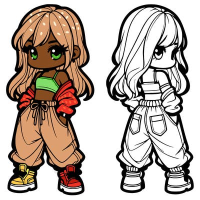 girl in crop top and baggy pants