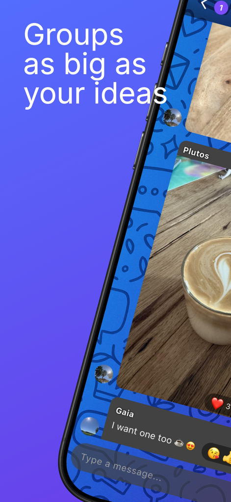 Royal Message - Royal Message Gruppenchat-Oberfläche mit geteilten Fotos und Nachrichten