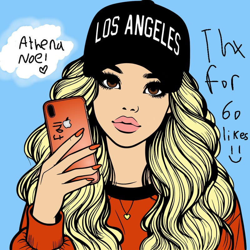 realistic beautiful girl wearing los ángeles cap holding an iphone