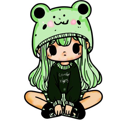 a girl wearing a frog hat and some frog socks