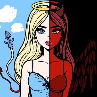 devil vs angel realistic girl