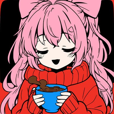calm anime girl drinking hot coco