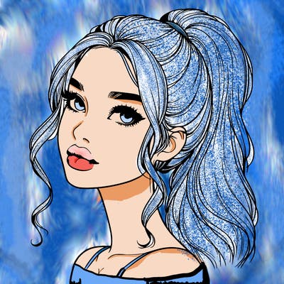 realistic girl with a ponytail on her hair and lips