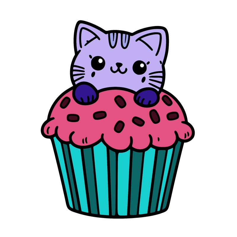 cat in a cupcake