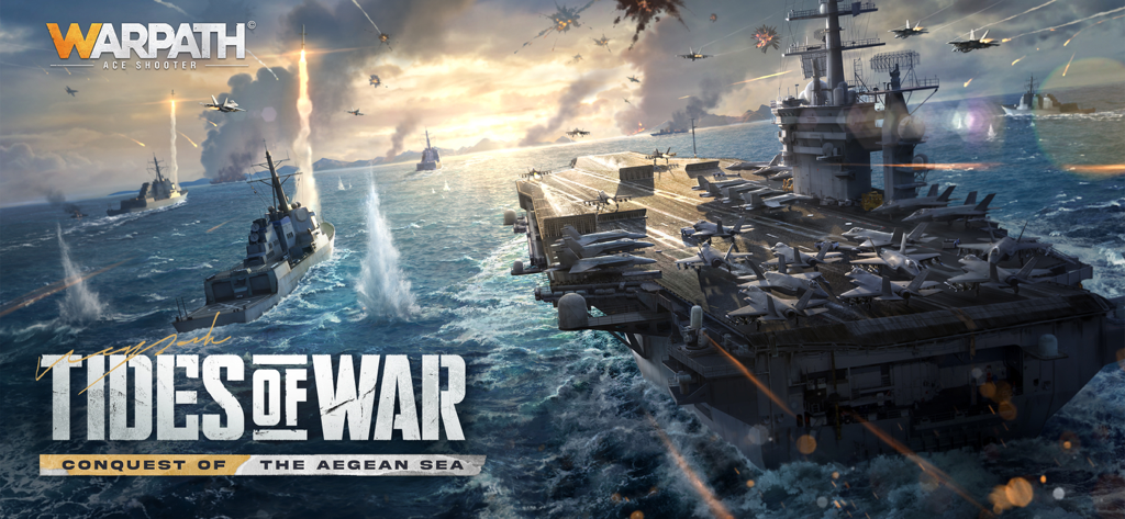 Warpath: Ace Shooter - Battaglia navale cinematografica in Warpath Ace Shooter con una portaerei e jet da combattimento sul Mar Egeo