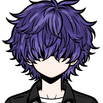 manga boy fluffy hair covering his eyes