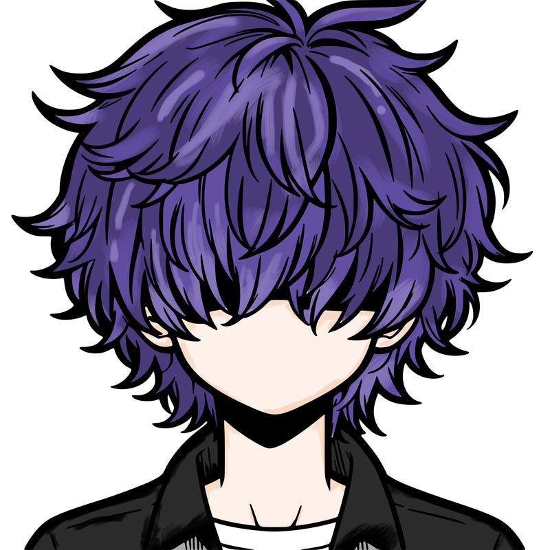 manga boy fluffy hair covering his eyes