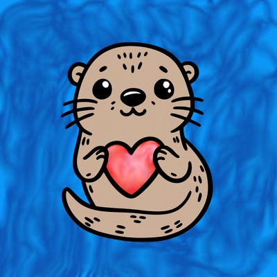 otter with a heart