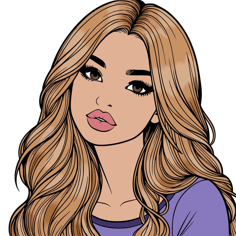 realistic girl with hair on her hair and lips
