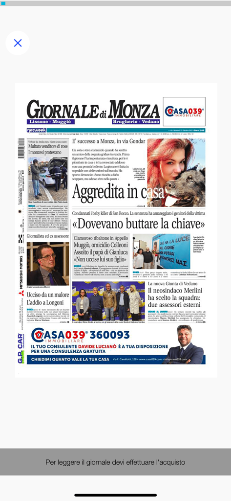 Il Giornale di Monza Digitale - Edizione digitale del quotidiano Il Giornale di Monza che mostra i titoli delle notizie locali e l'impaginazione.