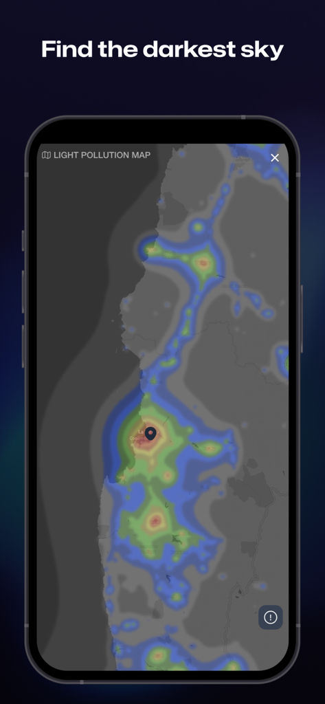 Ouranos: Clear Sky Forecast - Ouranos app light pollution map for finding dark skies