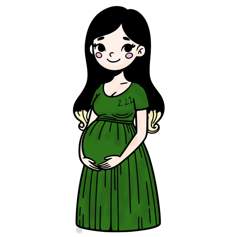 pregnant woman with long dress
