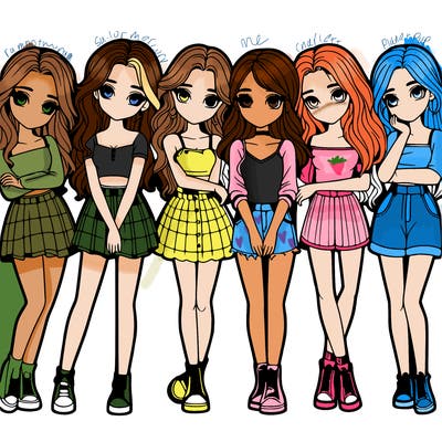 a group of girls realistic