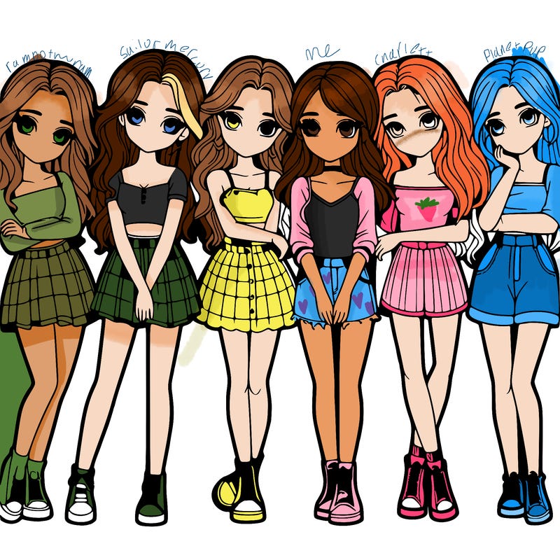 a group of girls realistic