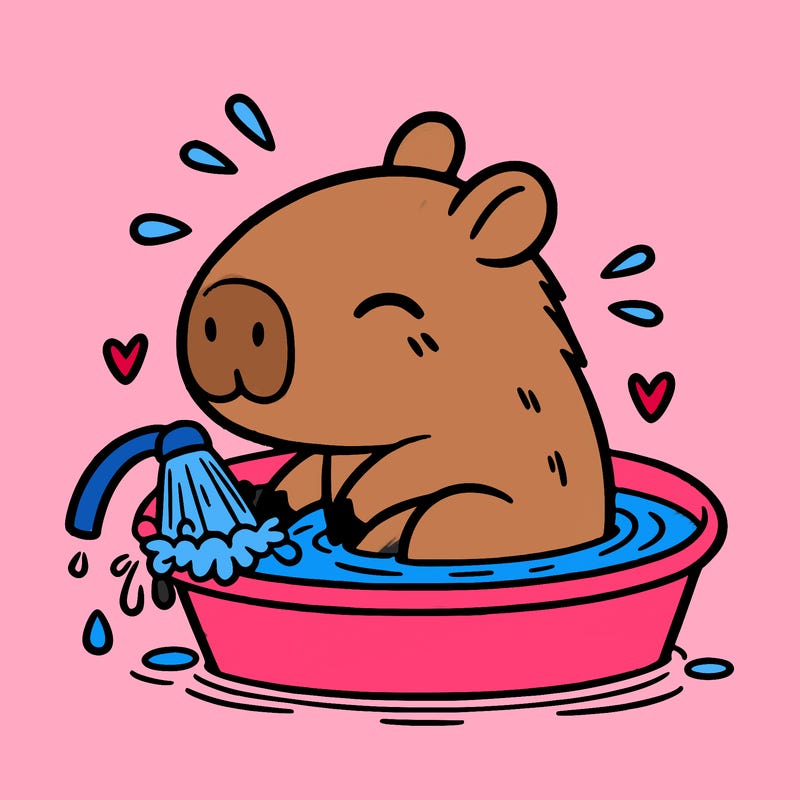 capybara taking a bath