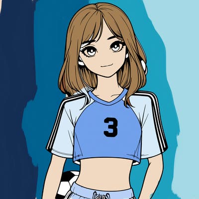 realistic girl wearing soccer jersey