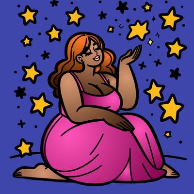 plus size woman looking at stars