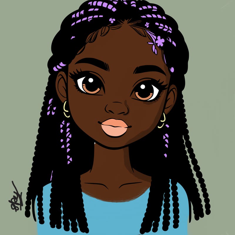 a realistic black girl with braids